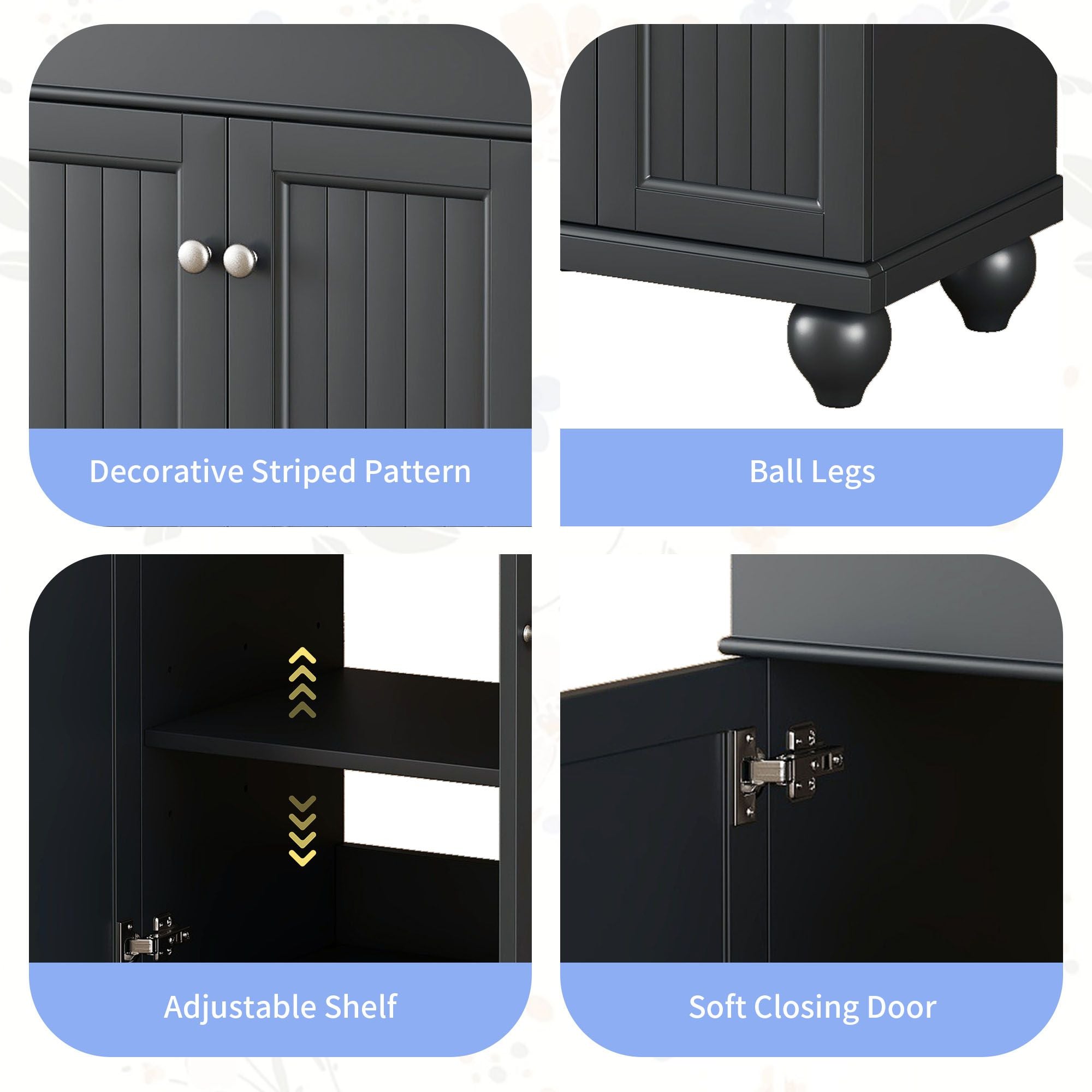 24" Modern Sleek Bathroom Vanity Elegant Ceramic Sink with Solid Wood Frame, Adjustable Shelf